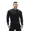 Men's TShirts Man Fashion T Casual Plain Color Long sleeve High Quality Slim Polo Men Gym Fitness Tshirt 230206