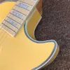 Chitarra elettrica LP personalizzata, hardware dorato, doppio ponte tremolo, tastiera in acero, un pickup, chitarra con corpo in mogano massiccio