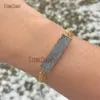 Bangle Natural Druzy Bar Charm Gold Plating Fishbone Shape Chain Bracelet Recatngle Raw Gift For Her BM112691 Inte22