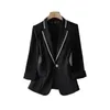 Taglia 4xl blazer paillettes femme estate per protezione solare camitta bianca giacca femminile sottile cardigan nero 220811