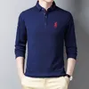 High End Fashion Merk Designer Katoen Polo Shirt Zwart Mannen Koreaanse Casual Lange Mouw Revers Golf Tops Mannen Kleding 220408