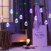 Boże Narodzenie LED Wishing Ball Lights Curtain String Fairy Garland Lampa Okno Sypialnia Ślub Nowy Rok Boże Narodzenie Wakacje Dekoracja