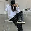 Wide Leg Pants Womens Summer Fall Chic High midja All-Match Teens Streetwear Ins Trendy Harajuku Plaid Womens Trouser 220815