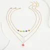 3 pc's/set trendy gouden kleur metalen ketting kettingen voor vrouwen multicolor kralen zeshoekhars keramische champignon hanger ketting