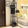 Roupas para roupas de guarda -roupa Rack Stand com 3 prateleiras Hall árvores Gaoks de pé grátis para sacos de lenços e guarda -chuvas Indústria de moldura de aço