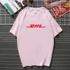 Męskie koszulki żółte T-shirt Dhl mężczyźni kobiety unisex moda grunge 90s swobodne topy hip hop luźne krótkie rękawy2491