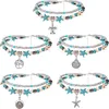 Layered Beach Anklets for Women Girls Adjustable Sea Turtle Anklets Bracelets Boho Turquoise Summer Ankle Foot Jewelry
