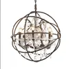 Rustic Orb Chandelier farmhouse kitchen Island led bar light crystal chandelier loft Retro Black Round Lamp