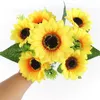 Fleurs décoratives bricolage beau Bouquet de tournesol soie fleur de soleil tête artificielle pour la maison jardin fête décoration de mariage S1