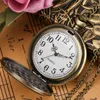 Pocket horloges antieke bronzen hanger ketting horloge Volledige Arabische cijfers Dial Vintage Quartz Clock met trui chain GiftSpocket Watchespo