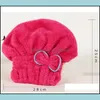 Asciugamano Tessili per la casa Giardino Carino Coral Fleece Bagno Capelli asciutti Nylon Cotone Mti Colori Fiocco Asciugamani con cappuccio Asciugatura capelli Cap 2 3Hf L2 Drop Deliv