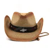 Manlig västerländsk cowboy sol hattar sommar bred grim hatt personlig semester kvinnor män halmstrand hatt