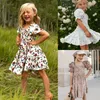2022 nouvelle robe d'été florale pour filles fleur manches bouffantes Style français pour enfants enfants coton mélange robes 1027 E3