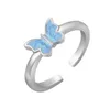Frauen-eleganter tropfender Schmetterlings-Ring-Rosa-Blau-Süßigkeit-Farben-niedlicher süßer Ring-Mädchen-verstellbarer offener Finger-Ring-Feiertags-Geschenk