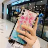 Luxury Square Flowers Anel Casos de telefone para Samsung Galaxy A51 A71 S20FE A02S A21 A11 A325G Nota 20 S10 S21 S20 Ultra Plus S10E Tampa