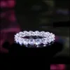 Bagues de bande bijoux nouveau cuivre incrusté Zircon pour femmes coeur rond ovale Baguette Irregar éternité à la mode fiançailles Dhb4U