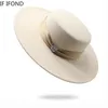 Dames françaises blanc Bownot Satin feutré Fedoras chapeau femmes Banquet élégant robe de soirée formelle casquette 10CM large bord chapeau d'église 220514