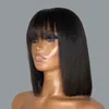 Прямой боб с челкой Прямые человеческие волосы с косточкой для женщин Человеческие волосы Полностью машинное производство Боб с бахромой 816 дюймов 06182393888