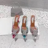 Aquazzura 2022 En Kaliteli Tasarımcılar Topuklar Kadın Sandalet Kırmızı Dipler Topuklar Crysta Ture Partisi Gelinlik Ayakkabıları Topuk Seksi Sırt Strap 100% Deri taban Sandal