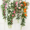 One Silk Rose Flower Vine 145cm Length Artificial Camellia Peony Rattan for Home Door Garland Floral Decoration