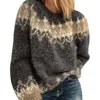 Pulls pour femmes Pull Casual Imitation Mohair Acrylique Gros Fil Jacquard Femmes Pull Haute Température Réglage À Manches Longues Dame Sweat