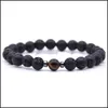 Beaded Strands Hematite Natural Black Lava Stone P￤rlor Strand Elastic Armband Essential Oil Diffuser Armband Volkaniska Ro Yydhome Dhlei