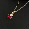 Pendant Necklaces Lovely Gold Color Plating Red Stone Heart Charm Delicate Necklace For Women Girl Casual Pretty Jewel Tone Statement Access