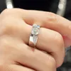 Anel de prata de luxo Men AAA Crystal Zircon Stone Wedding Ring Brilliant Noble Nobrage Engage Party Rings