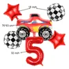 Décoration de fête 6pcs Pickup Truck Feuille Ballons 32 pouces Numéro Rouge Enfants Cadeau Jouet Rond Départ Drapeau Imprimé Ballon Anniversaire Décor GlobosPa