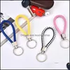 Sleutelhangers Sieraden Groothandelsprijs Pu-leer Gevlochten Geweven Touw Diy Tas Hanger Sleutelhangerhouder Autosleutelring Mannen Vrouwen Sleutelhangers Drop Deliver