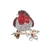 10 Pcs/Lot Fashion Jewelry Brooches Animal Red Rhinestone Christmas Bird Brooch Pin For Decoration/Gift