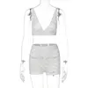 2022 Designer Zomeroutfits Sexy V Nek Mesh Stitching Women Vest en Shorts Two -Pally Set