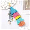 Nyckelringar mode tillbehör Colorf Boho Tassel Keychain Style Bag Ornaments Artificial Handmade Creativ Söt Attraktiva hängsmycken GI