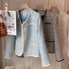 Kadın Ceketleri 2023 Tweed Ceket Vintage Moda Takım Giyim Kadın Kadın Blazer Manteau Femme Feminino Ceket