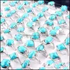 Bande Anneaux Bijoux Rétro Naturel Bleu Pierre Hommes Femmes Bague En Alliage Mâle Cadeaux De Mariage En Gros 25 Pcs Drop Delivery Dhfov