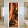 Autocollant de papier peint auto-adhésif imperméable, décoration de porte d'escalier en Grain de bois, affiche murale de maison, autocollant 220716