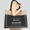 Linen Tote Large Reusable Grocery Bags with Handles Women Shopping Bag Beach Vacation Picnic Travel Storage Organizer RRE13644