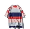 Men's T-Shirts 2021 Summer Casual Fashion Trend T Shirt Wide Stripe Printing Tshirt Round Neck Short Sleeve Clothes T-shirt Size M-5XL