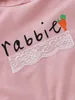 Baby tecknad brev grafisk kontrast spets 3d ear design hoodie hon