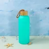 Bottiglie d'acqua in vetro smerigliato a sublimazione da 750 ml con coperchio in bambù Bicchieri colorati da 24 once Bottiglia per sport all'aria aperta per studenti 6 colori