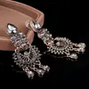 Dangle Chandelier Wbmqda Luxe Gris Cristal Boucles d'oreilles de mariée pour femmes Antique Or Couleur Beach Party Big Drop 2022 Vintage JewelryDangle