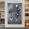 Schilderijen Nordic Koppels Metalen Figuur Standbeeld Muur Canvas Schilderij Minnaar Sculptuur Poster Print Foto Voor Woonkamer Thuis De6370214