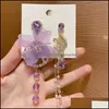 Bengelen kroonluchter oorbellen sieraden mengjiqiao Koreaanse luxe asymmetrische bloemkristallen druppel voor vrouwen meisjes elegante parel tassel oorbellen