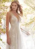 Кружева вечеринка сетчатые платья 2022 vestidos de noiva v вырез открытые аппликации без рукавов свадебные платья