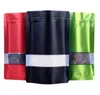 Stand mat met ritssluiting Meerdere maten en kleuren voedselverpakking Mylar -tassen met helder venster op de voorkant 100 van
