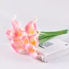 Gerçek Touch Pu Yapay Çiçekler Calla Lily Sahte Çiçek Düğün Gelin Buket Dekoratif Çiçekler KTS1405120967