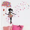 Cartoon Butterfly Fairy Floral Girl with Umbrella Wall Stickers for Bedroom Children Room Decals Colorful Flowers PVC 220607