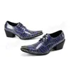 Zapatos hombre chaussures pour hommes talons hauts hommes bleu en cuir véritable rayé oxford homme chaussures habillées robe formelle