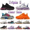 Triple S Clear Sole Casual Shoes Chunky Men Kvinnor Sneaker Gray Rainbow Turquoise Light Tan Beige Gray Fluo Höjd Öka Vintage Mens Chaussures