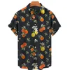 Mäns casual skjortor Hawaiian skjorta 3D -tryckning av män och kvinnors frukter mönster kort ärm unisex lös semester mode strandtopp